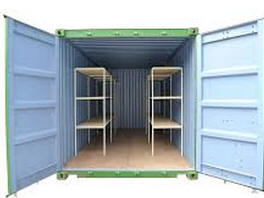 container con scaffali magazzino